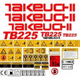 Takeuchi tb225 225 mini ekskavatoriaus lipdukai