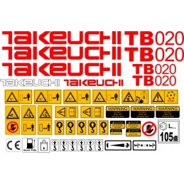 Takeuchi tb020 020 mini ekskavatoriaus lipdukai