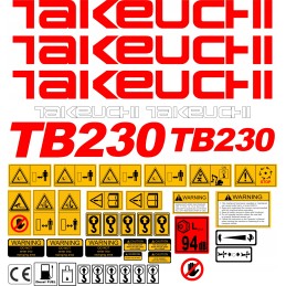 Takeuchi tb230 230 mini ekskavatoriaus lipdukai
