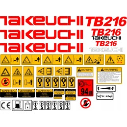 Takeuchi tb216 216 mini ekskavatoriaus lipdukai