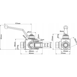 3 krypčių rankinis rutulinis hidraulinis vožtuvas m22 60l