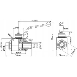 Dviejų krypčių hidraulinis rankinis rutulinis vožtuvas M16 20l