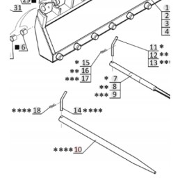 Manitou krokodilo ryšulių griebtuvo šakė 197719