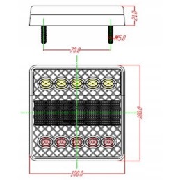 LED galinis žibintas, plokščias, 4 funkcijos, 10 LED