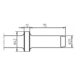 Kalto antgalis, frezos skersmuo 25 x 75 mm l 450 mm