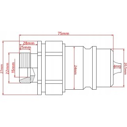 Hidraulinis greitas jungtis ilgas euro kištukas M22