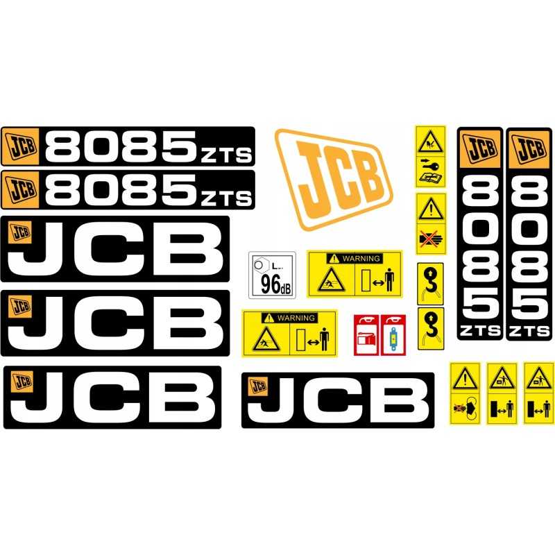 JCB 8085 ZTS lipdukai, laminuotos piktogramos