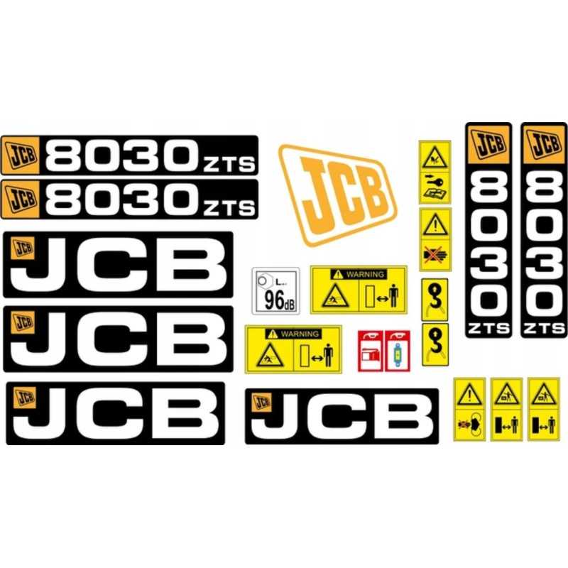 JCB 8030 ZTS lipdukai, laminuotos piktogramos