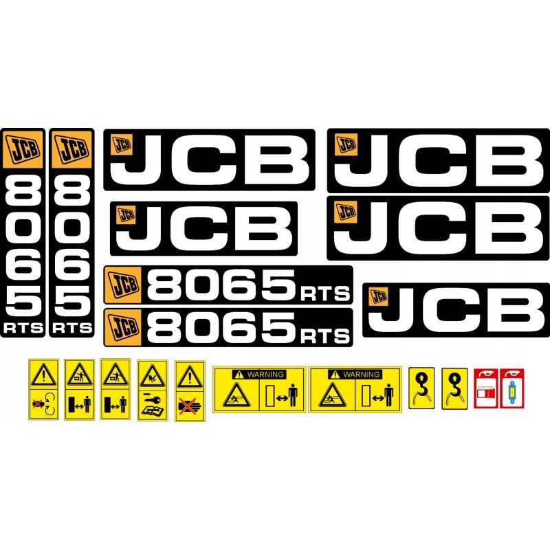 JCB 8065 RTS lipdukai, laminuotos piktogramos