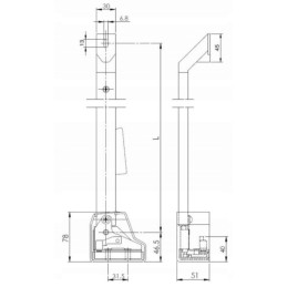 Ekskavatoriaus traktoriaus SR01 L 680mm kairiųjų durų užraktas