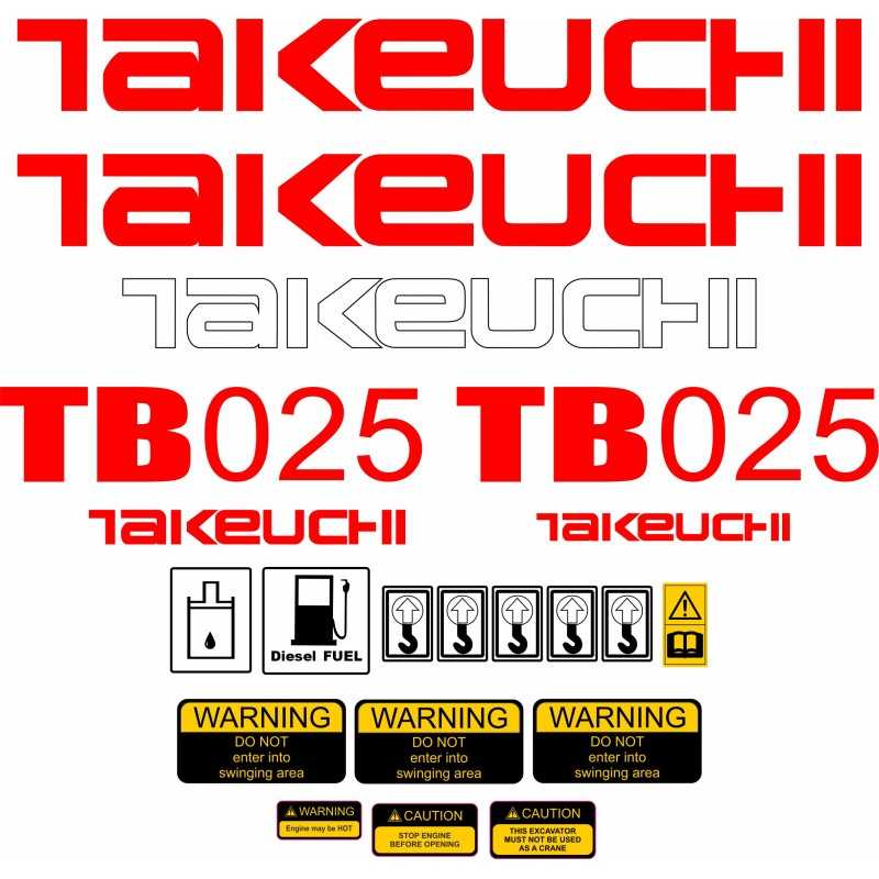 Takeuchi tb025 mini ekskavatoriaus ekskavatoriaus lipdukai