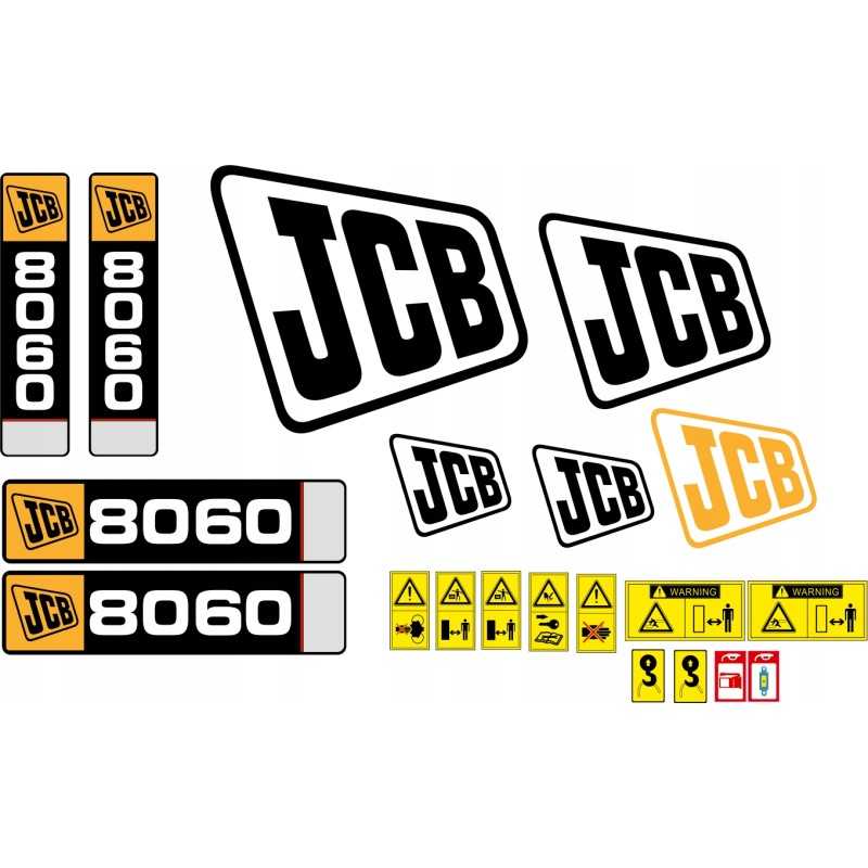 JCB 8060 lipdukai, laminuotos piktogramos