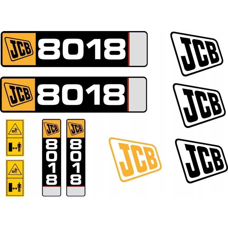 JCB 8018 mini ekskavatoriaus laminuoti lipdukai