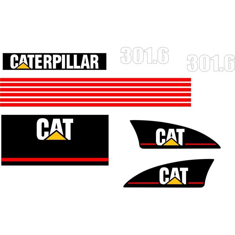 Cat 301 6 Caterpillar mini ekskavatoriaus lipdukai