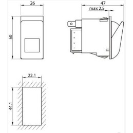 Išjunkite universalų jungiklį 0 1 ant 2 kontaktų
