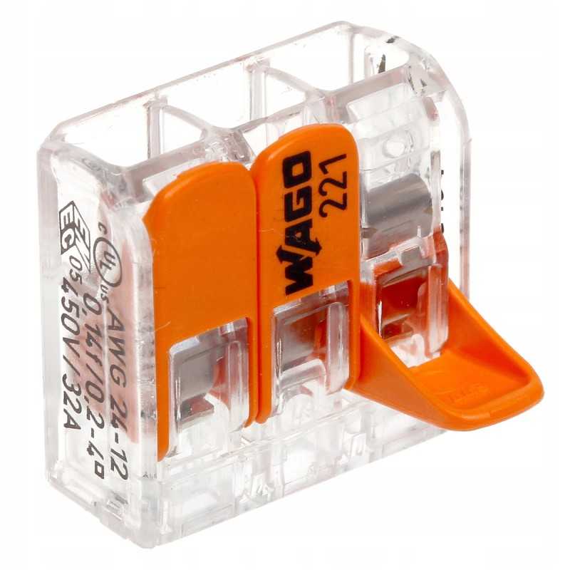 3 kontaktų wago greitos jungties elektros kubas