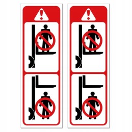 Įspėjamieji lipdukai, žymintys šakinį krautuvą UDT