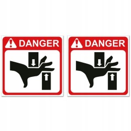 Įspėjamieji lipdukai, žymintys šakinį krautuvą UDT