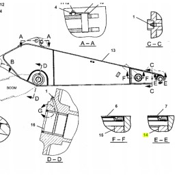 Mini ekskavatoriaus lazdos katės rankos įvorė 80x95x110