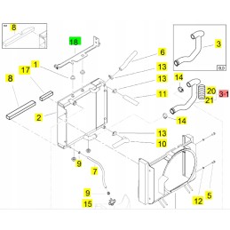 Yanmar skysčio radiatoriaus vamzdis SV16 SV18