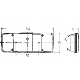 Stačiakampis lempos gaubtas, galinis kairysis dešinysis, Hella