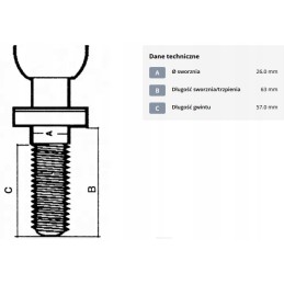 Prisukamas rutulinis kaištis m22x1 5mm k50 26x63mm