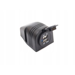 USB lizdas, 2 šoniniai įkrovimo prievadai, juodos spalvos