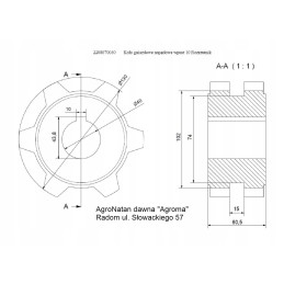 Lizdinis ratas 10 mm grioveliui su 6 aukštų dantų raštu
