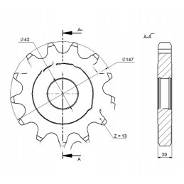Grandininis ratas su 13 1 ir 1 4 colių barstytuvu