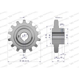 Grūdintas grandinės ratas su 14 1 fi 30 barstytuvu