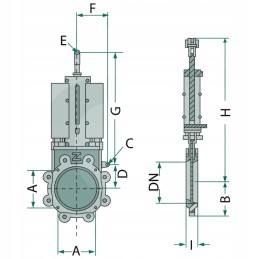 Bidi plokštelinis vartų vožtuvas 200mm pneumatinis 10bar