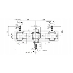 Kampinė pavara trąšų barstytuvui, 3 dalių