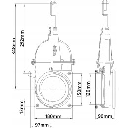 MZ 5 sklendė su svirtimi 2x statinės bako flanšu
