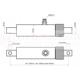Hidraulinis cilindras, kraštų barstytuvas, m18x1 5