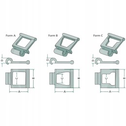 Grandinės jungtis tipas 57 a 59mm b 48mm c 28mm d