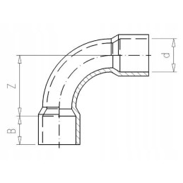 PVC alkūnė U 90 su VDL mova 63 x 63 mm 16 barų