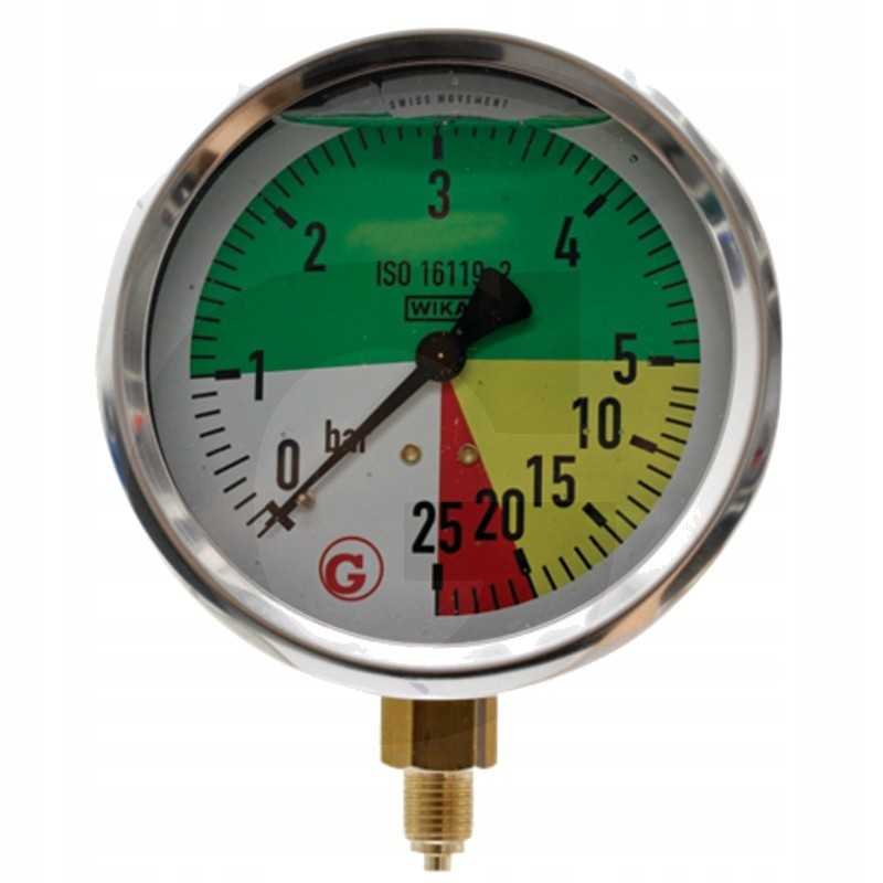 Apatinis slėgio matuoklis 1 4 0 25 bar 100 mm žalvaris