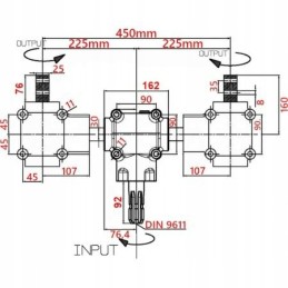 Pavarų dėžė trijų eilių barstytuvui, 450mm