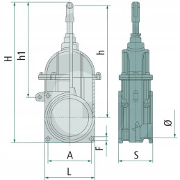 Riv flanšinis vartų vožtuvas su riv 30 centurion stūmokliu