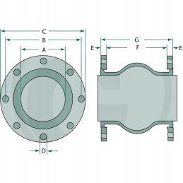 Guminė jungtis su flanšu a 80mm b 160mm c