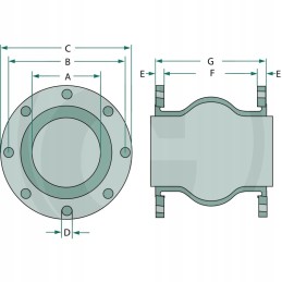Guminė jungtis su flanšu a 80mm b 160mm c