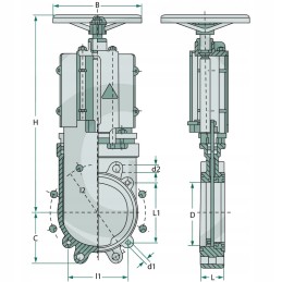 Mz plokščių užtvarų vožtuvas, peilių sklendės, rankinis ratas