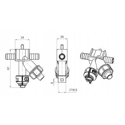 Praleidžiamasis purkštuvo korpusas 0 100 08 pp purškimas