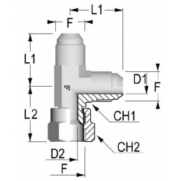 Tee jungtis fm 7 16 unf lou07 alfagomma