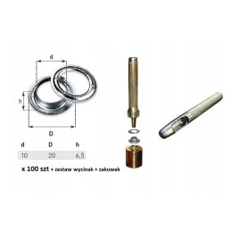 Nerūdijančio plieno ąselės, 100 vnt, skersmuo 10, gofruotojas ir pjaustytuvas