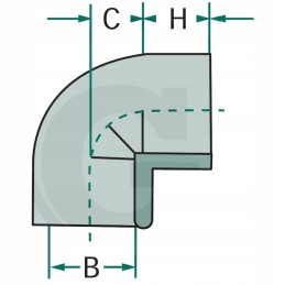 Alkūnė 90 PVC ir 75 mm 16 bar dn65
