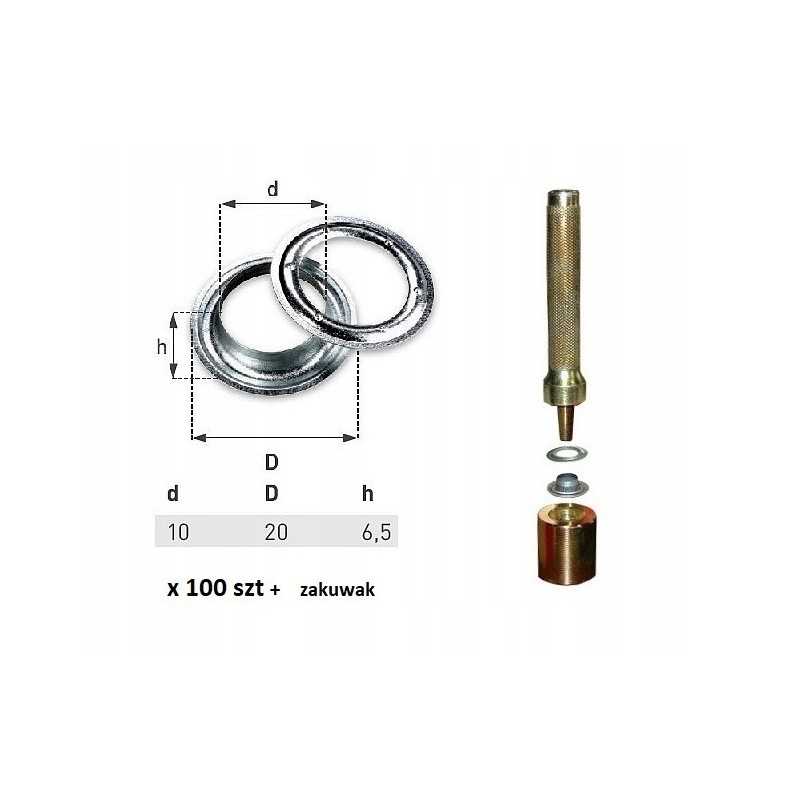 Nerūdijančio plieno ąselės, 100 vnt, skersmuo 10 užspaudimų