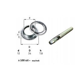 Nerūdijančio plieno ąselės, 100 vnt, skersmuo 12, pjaustytuvas