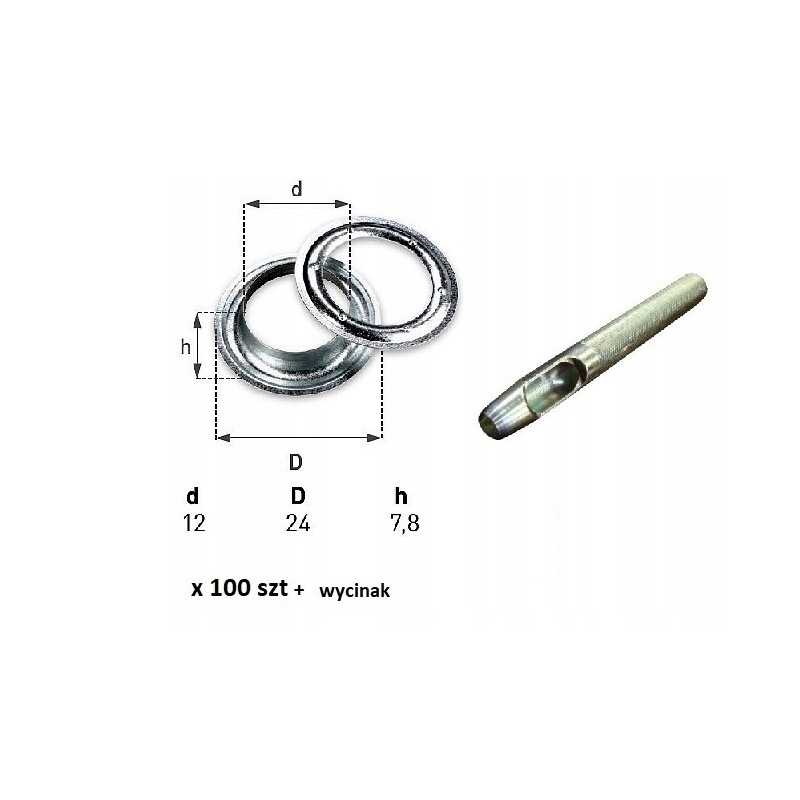 Nerūdijančio plieno ąselės, 100 vnt, skersmuo 12, pjaustytuvas