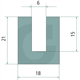 EPDM guminis profilis 21x18mm juodas 50m